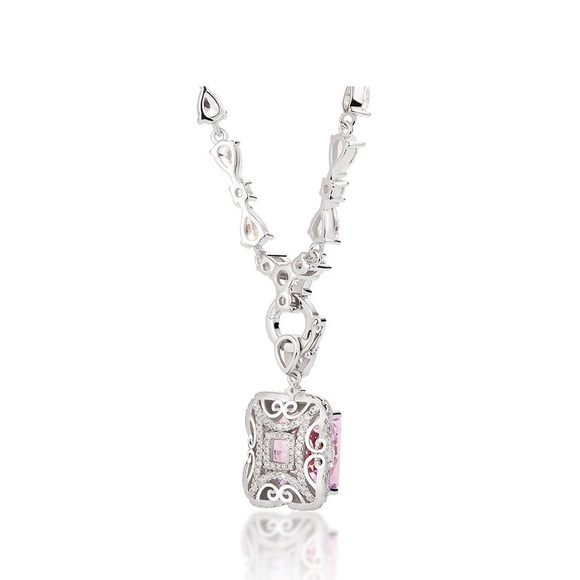 Rare pink crystal beautiful custom designed detachable charm cocktail necklace - Picture 13 of 14